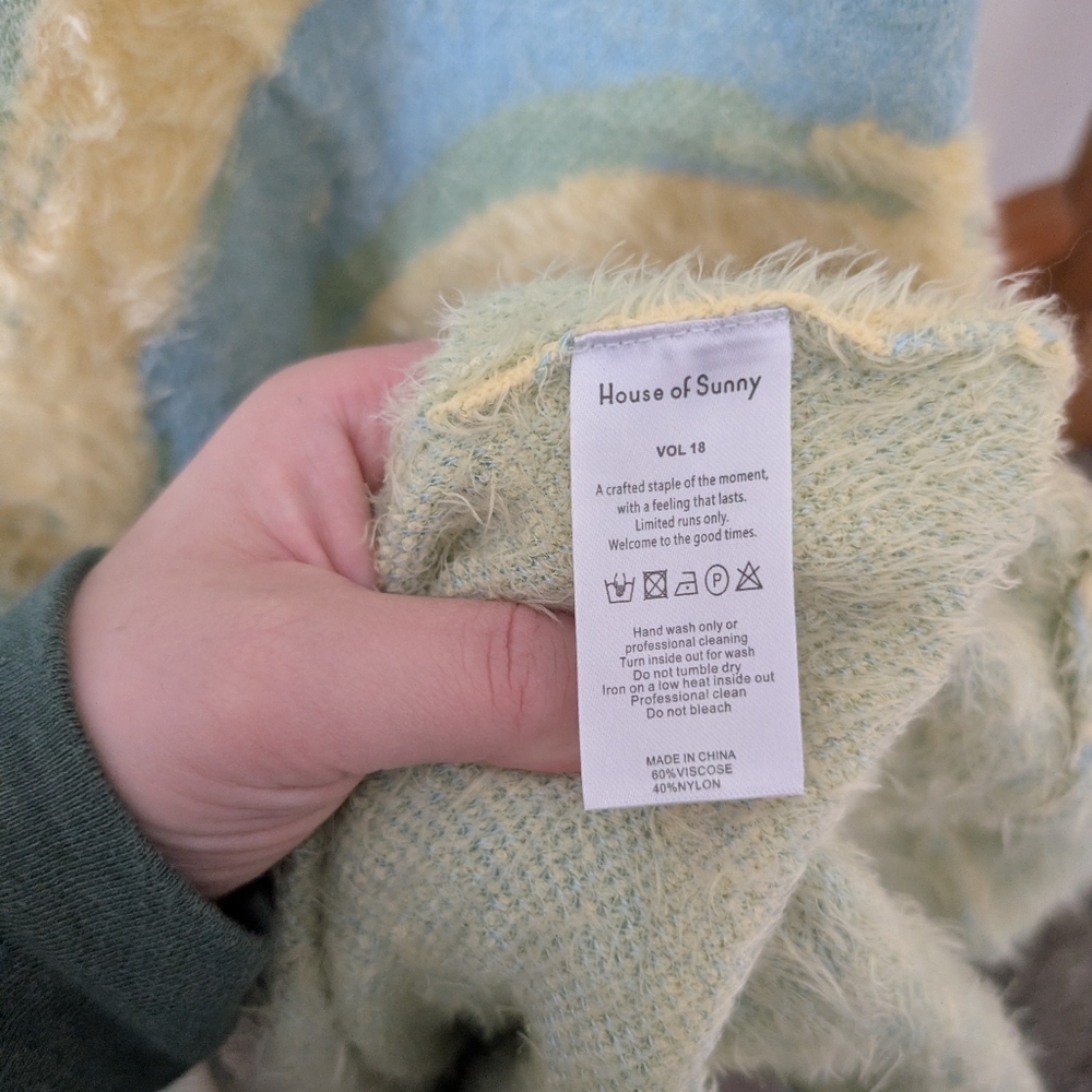 House Of Sunny Cypress Hockney Cucumber Fuzzy Knit Cutout Midi Dress Size 8‎ - Picture 6 of 10